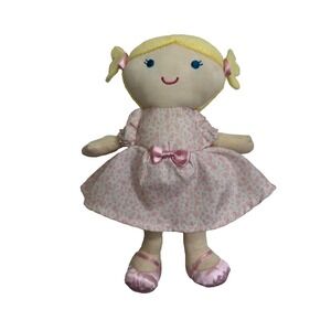 Carters Just One You Doll Blonde Pink Dress Blue Eyes Plush Baby Soft Toy 8"